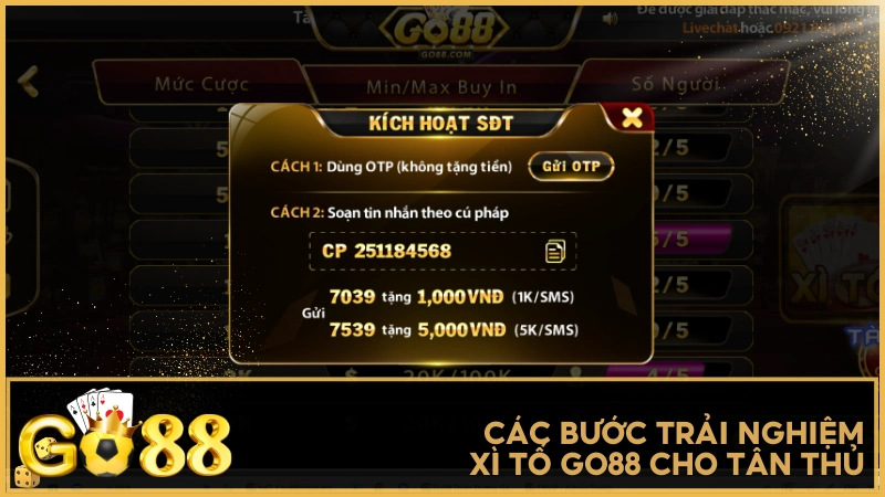 Các bước trải nghiệm Xì Tố GO88 cho tân thủ