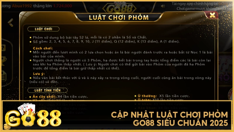 Cập nhật luật chơi Phỏm GO88 siêu chuẩn 2025