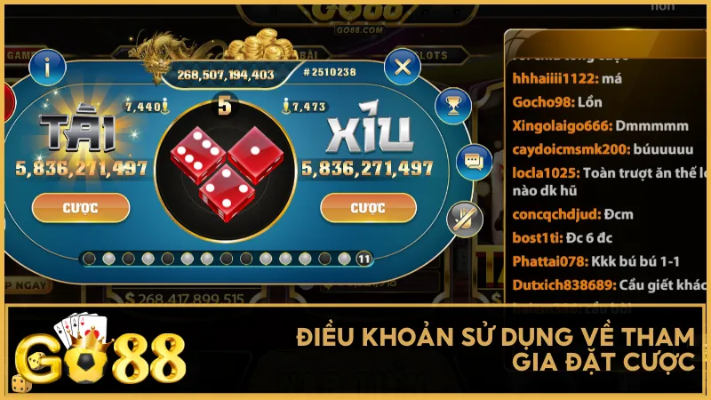Điều khoản sử dụng về tham gia đặt cược trò chơi tại Go88