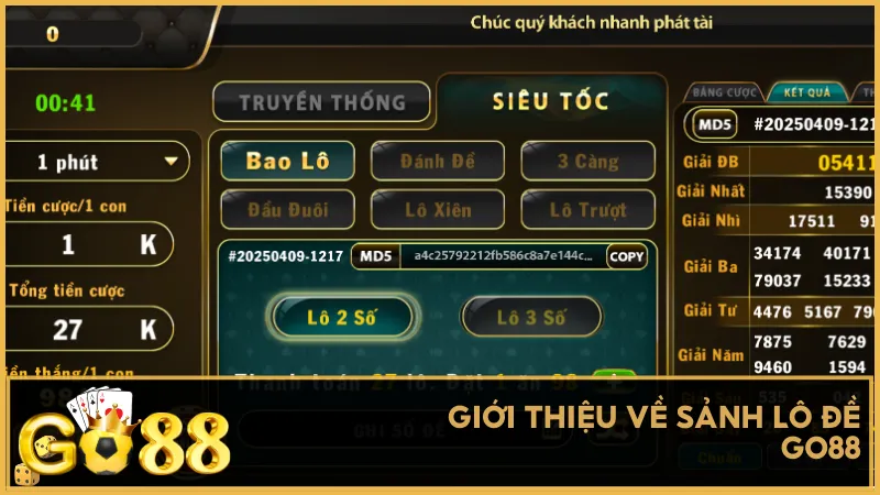 Giới thiệu về sảnh lô đề Go88
