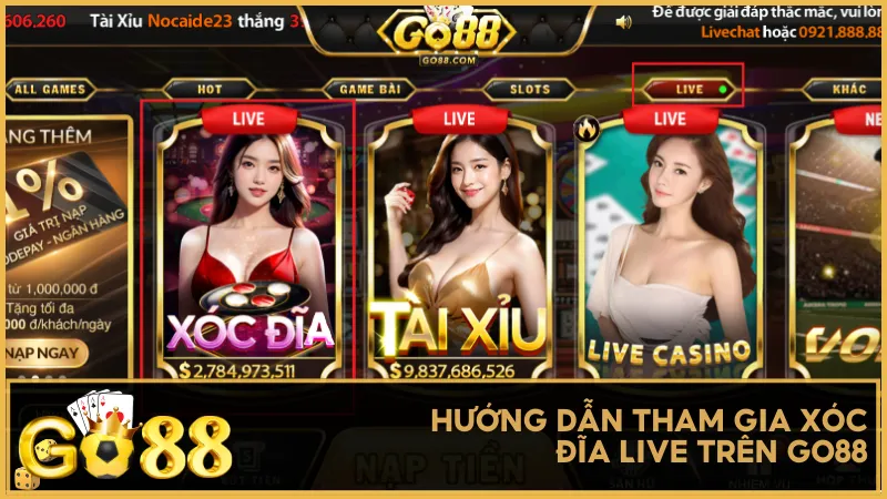 Hướng dẫn tham gia Xóc Đĩa Live nhanh chóng trên Go88