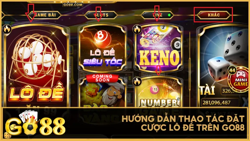 Hướng dẫn thao tác đặt cược lô đề trên Go88