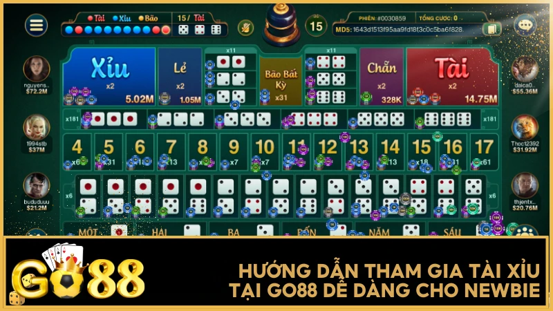 Hướng dẫn tham gia Tài Xỉu tại GO88 dễ dàng cho newbie
