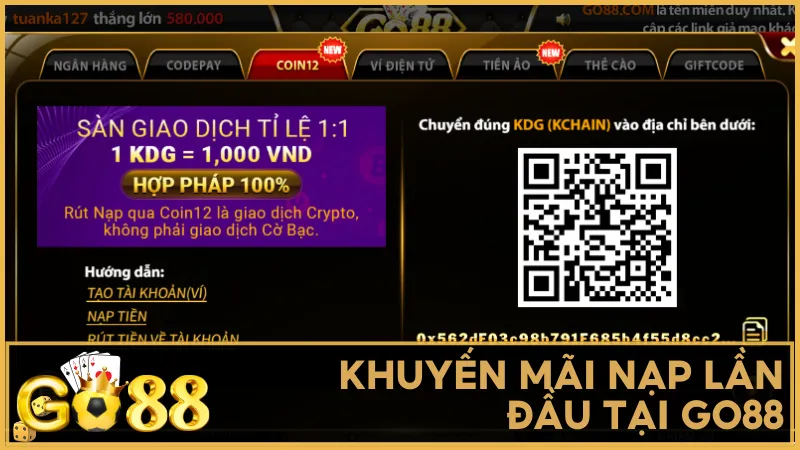 Khuyến mãi nạp lần đầu tại GO88