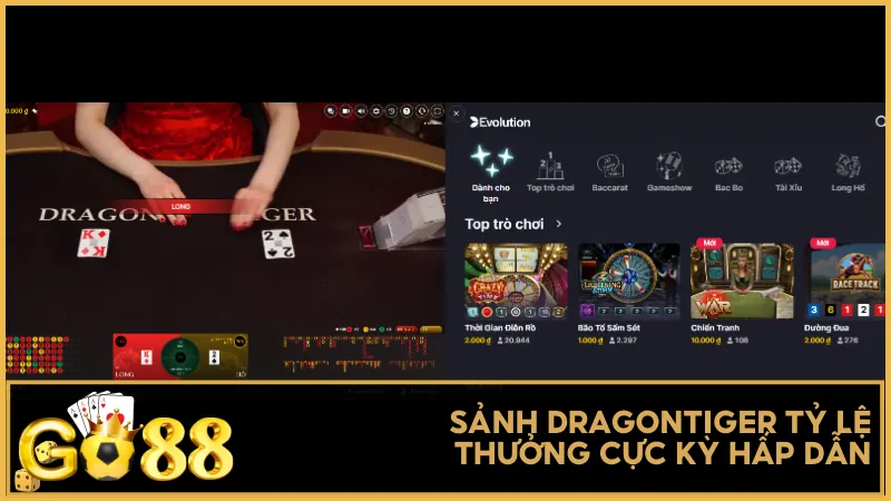 Sảnh DragonTiger tỷ lệ thưởng cực kỳ hấp dẫn