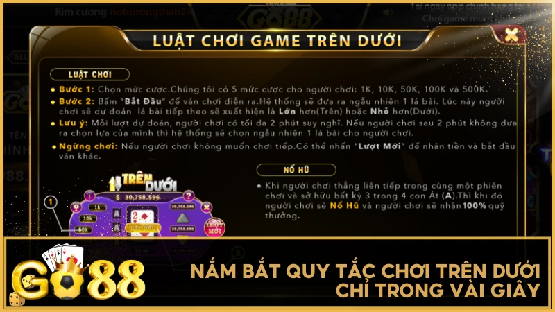 Nắm bắt quy tắc chơi Trên Dưới chỉ trong vài giây