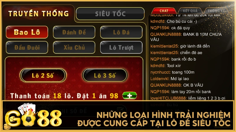 Những loại hình trải nghiệm được cung cấp tại Lô Đề Siêu Tốc