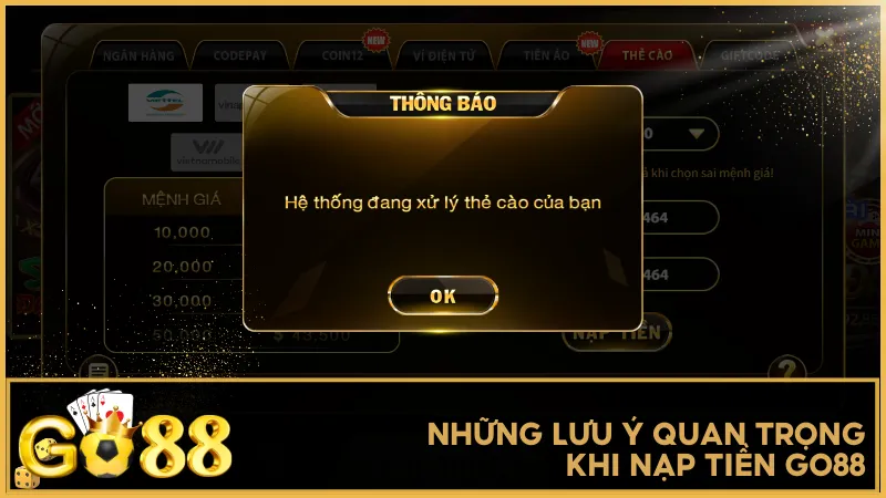Một số lưu ý giúp bạn bảo mật thông tin và đảm bảo quá trình nạp tiền GO88 luôn an toàn