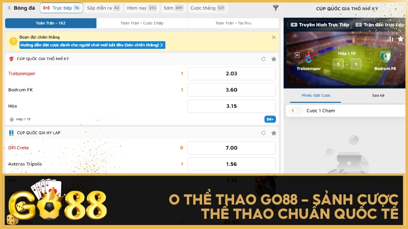 Sảnh O GO88 mang đến trải nghiệm cá cược chuẩn mực với công nghệ từ Oneworks.