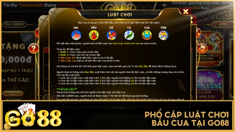 Phổ cập luật chơi Bầu Cua GO88