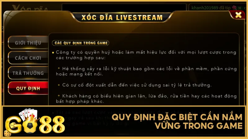 Quy định đặc biệt cần nắm vững trong game