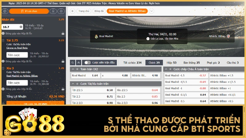 Sảnh S Thể Thao được phát triển bởi nhà cung cấp nổi tiếng BTI sports