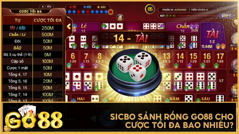 Sicbo Sảnh Rồng GO88 cho cược tối đa bao nhiêu?