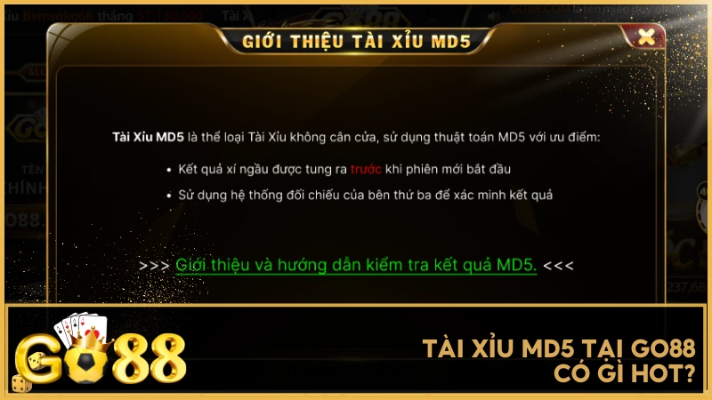 Tài Xỉu MD5 tại GO88 có gì hot?