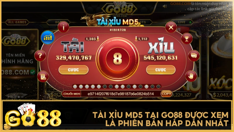 Tài Xỉu MD5 tại GO88 được xem là phiên bản hấp dẫn nhất