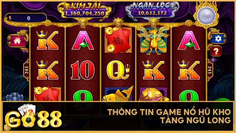 Giao diện rồng thiêng huyền bí và hiệu ứng cực bắt mắt của game Kho Tàng Ngũ Long tại Go88