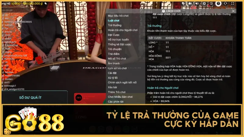 Tỷ lệ trả thưởng của game cực kỳ hấp dẫn