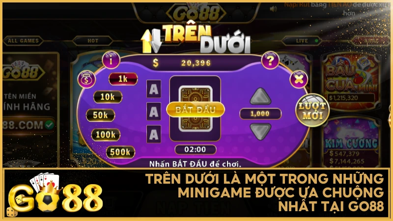 Trên Dưới là một trong những minigame được ưa chuộng nhất tại GO88